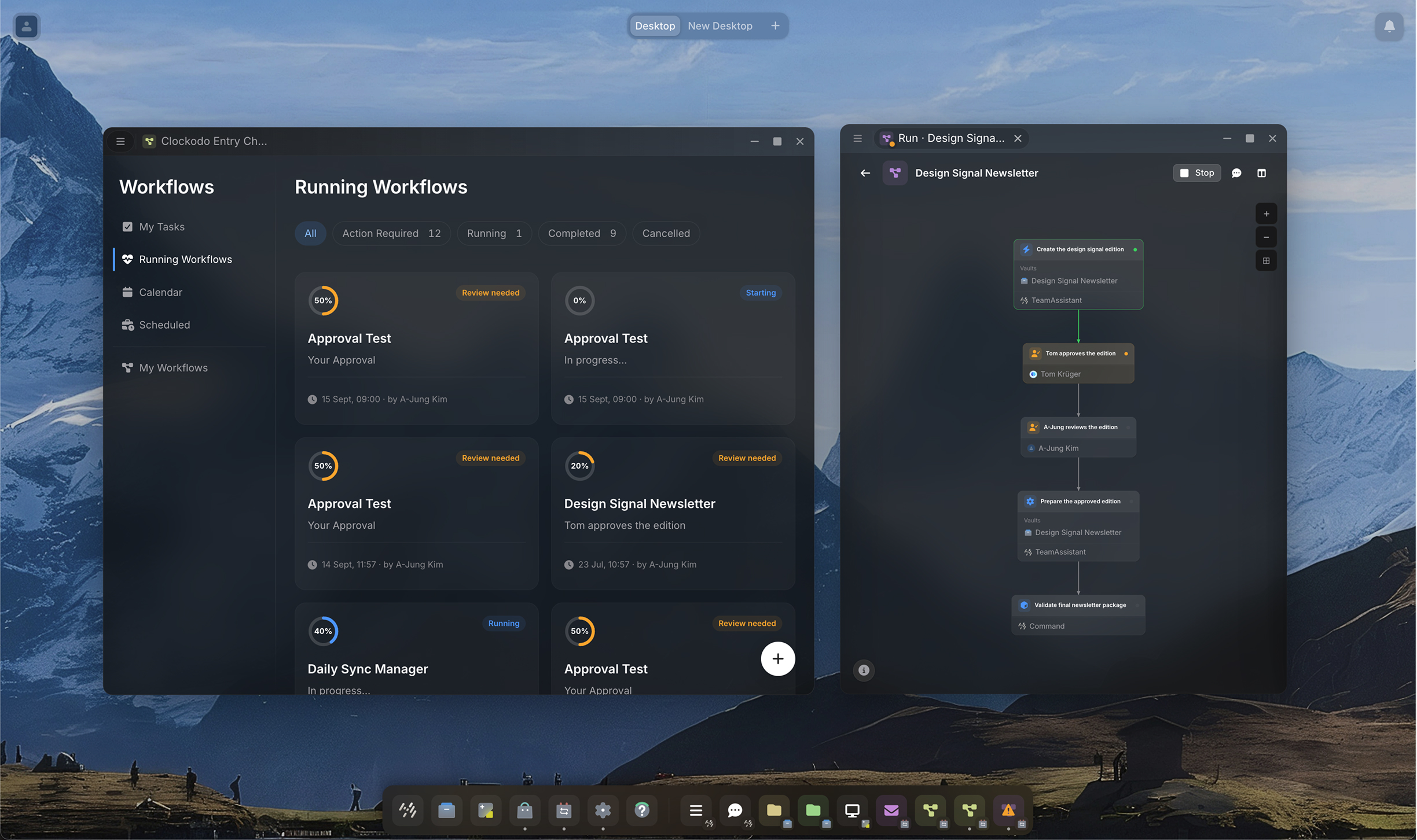 Command center - one flagged card standing out among quiet status updates